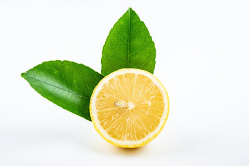 Fresh yellow lemon on white background