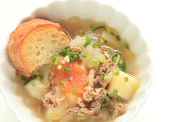 Homemade beef minestrone soup for comfort food image