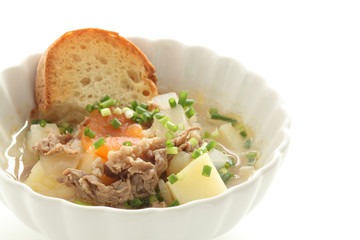 Homemade beef minestrone soup for comfort food image