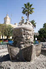 Fountain at main square Barbate in Cadiz province Andalusia Spain on October 11, 2017 © ANADEL