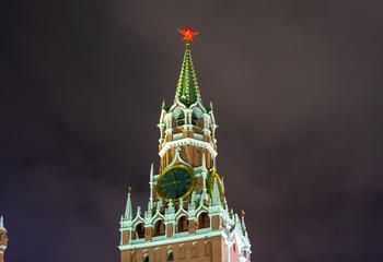 City the Moscow .Spasskaya tower,Red square .Moscow. Russia.2019