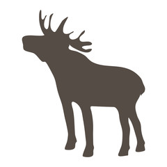 Flat Elk Isolated on White Background. Vector Illustration.