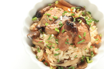 Japanese food, smoked oyster and rice for winter food image