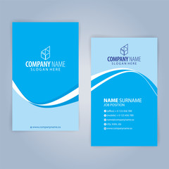 Business card template. Blue and White, vertical, Illustration Vector10