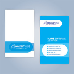Business card template. Blue and White, vertical, Illustration Vector10