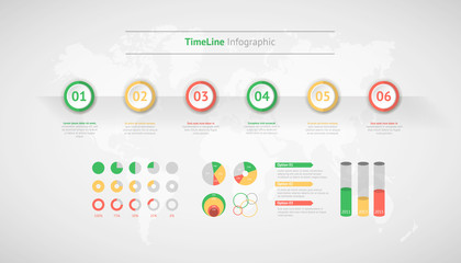 Fototapeta na wymiar Timeline vector infographic. World map