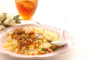 Keema curry and fried rice