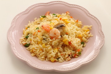 Chinese food, shrimp and vegetable stir fried