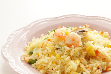 Chinese food, shrimp and vegetable stir fried