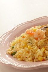 Chinese food, shrimp and vegetable stir fried