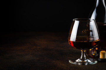 Cognac or brandy in the glass.