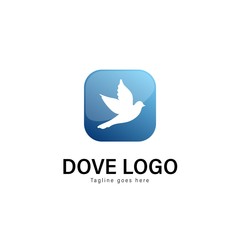 Dove logo template design. Dove logo with modern frame vector design
