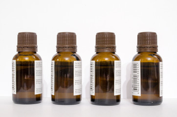 glass bottles with oil