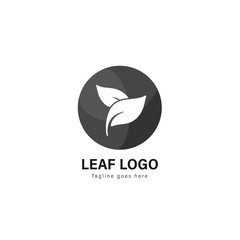Leaf logo template design. Leaf logo with modern frame vector design