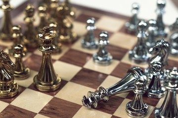 Chess board game, business competitive concept