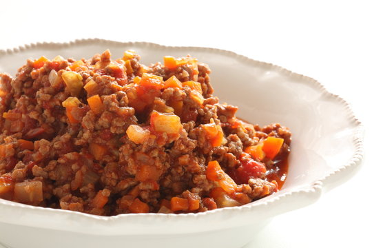 Homemade mince beef for lasagna cooking image