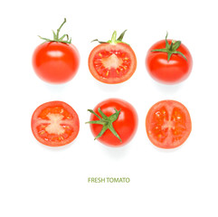 Collection of red tomatoes on the white background - Image