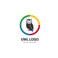 Owl logo template design. Owl logo with modern frame vector design