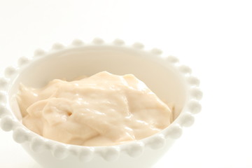 White sauce on bowl for prepared food ingredient image
