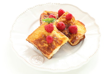 Raspberry and honey french toast