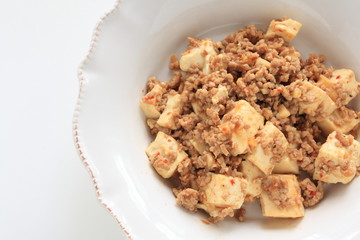 Chinese food, mince pork and tofu 