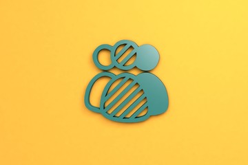 3D illustration of Ethnic, green color with orange background.