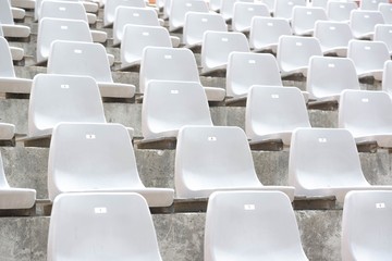 Naklejka premium Empty white stadium stand rows with sunlight