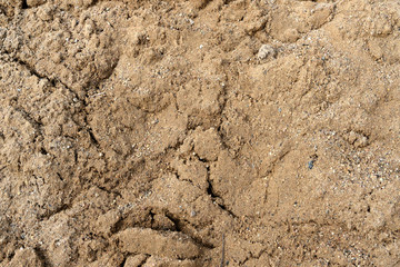 Large pile of construction sand close up as texture and background