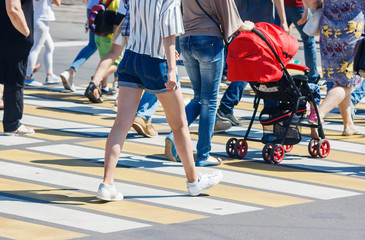 pedestrians at a pedestrian crossing