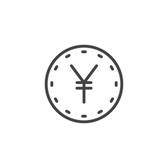 Yen coin line icon. linear style sign for mobile concept and web design. yen currency outline vector icon. Money exchange symbol, logo illustration. Pixel perfect vector graphics