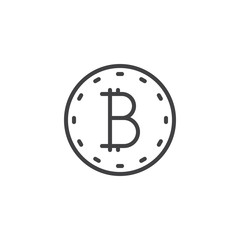 Bitcoin coin line icon. linear style sign for mobile concept and web design. Cryptocurrency money outline vector icon. Blockchain symbol, logo illustration. Pixel perfect vector graphics