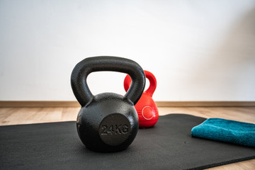 Kettlebell training with background