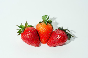  fresh strawberries. white background. crop 2019. one or several