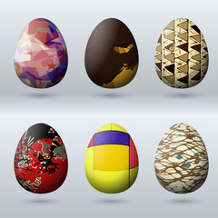 Easter egg set with hipster design texture 
