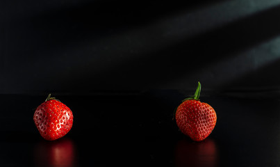  fresh strawberries. black background. crop 2019. one or more. Healthy food. Healthy lifestyle