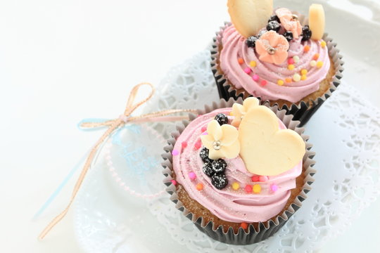 Blueberry cup cake for gourmet dessert image