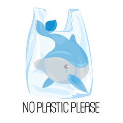 DOLPHIN PLASTIC Earth Ecological Environmental Pollution Problem Banner Vector Illustration Set for Print Fabric and Decoration