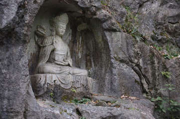 Fototapeta na wymiar Lingyin temple stone caving