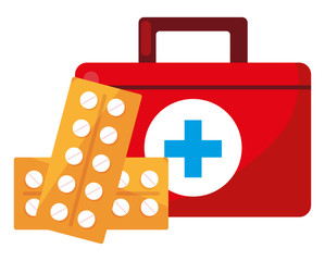 Obraz premium medical kit with medicine icons