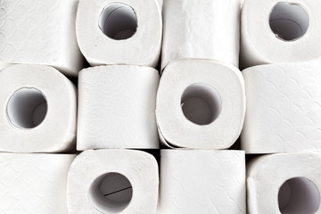 Simple toilet paper, close up side view