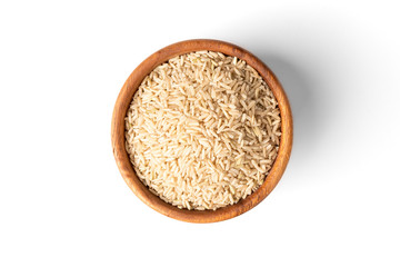 Brown rice isolated on white background.