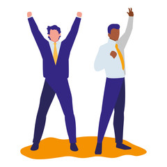 elegant businessmen celebrating characters