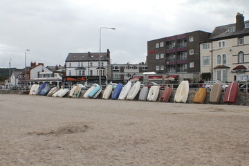 Obraz premium Beach Landscape row of boats