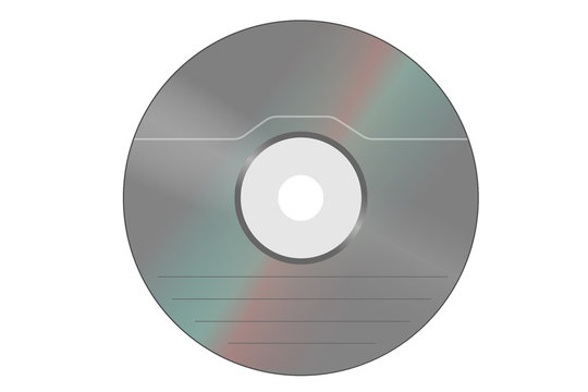 Compact disc CD is a digital optical disc data storage. Old technology device. Illustration on a white background 