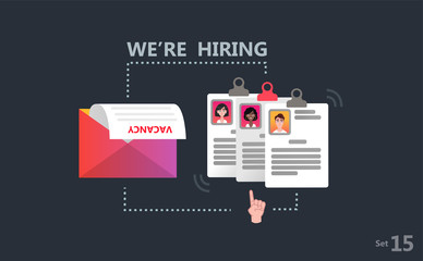 Online recruitment and Job hiring concept. Agency interview or select a resume process.  The concept of an e-mail response to an open position in the  team work