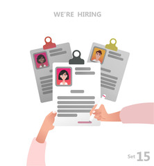 Online recruitment and Job hiring concept. Agency interview or select a resume process. 