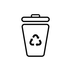 Vector image of a flat trash can icon. Isolated trash can on white background