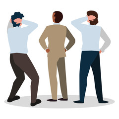 elegant businessmen with different possitions characters