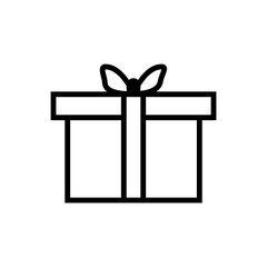 Vector image of a flat, isolated, linear box icon with a bow. Design a flat gift icons