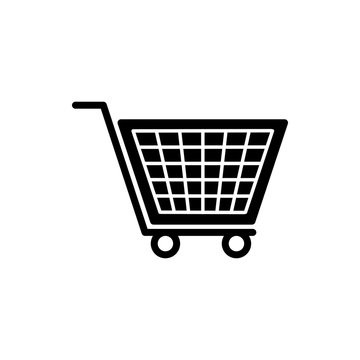 Vector image of a flat, isolated cart icon for shopping for goods. Design a flat cart icon for shopping